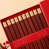 10 Pares de Palillos de Madera para Alitas de Pollo para Uso Doméstico, Sándalo Rojo, Un Palillo por Persona, Alto Valor Estético, Estilo Chino, Palillos en Caja de Regalo de Año Nuevo