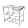 Fregadero de Acero Inoxidable con Soporte Transfronterizo, Fregadero Único de Cocina Engrosado de Tres Capas, Estante de Almacenamiento de Tres Capas para Cocina, Lavabo, Fregadero para Lavar Verduras