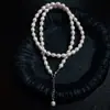 Collar de perlas de agua dulce con diseño de nicho coreano para mujer, colgante de perla barroca cuadrada de forma especial, cadena de clavícula para mujer