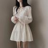Chic Coreano Primavera Temprana Estilo Francés Suave Moderno Versátil Vestido de Moda con Patchwork Plisado y Cintura Anudada