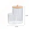Caja de hisopos de algodón con tapa de bambú 2 en 1 transfronteriza, algodón desmaquillante, caja de almacenamiento de doble compartimento con tapa, a prueba de polvo, para algodón de maquillaje y borlas de maquillaje