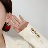 Pendientes Elegantes de Diseño de Nicho 2022 Nuevos Accesorios Decorativos para Mujer Pendientes de Lazo de Terciopelo Rojo Vino de Lujo Ligero