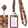 Set de Tarjetas con Lanyard de Certificado de Girasol Impresión UV a Doble Cara Certificado de Estudiante Girasol con Hebilla Telescópica de Fácil Extracción