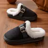 Pantuflas de Felpa de Gamuza de Algodón para Mujer Invierno Suela Gruesa Antideslizantes Cálidas con Forro de Terciopelo para Casa Zapatos de Hogar para Pareja Venta al por Mayor