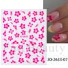 Pegatinas para Uñas Transfronterizas de Belleza Completa Nuevas Rojo Fluorescente, Verde, Azul y Rosa Flor Multicolor Adhesivas para Uñas