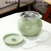 Tarro de Manteca Cerámico para el Hogar Resistente a Altas Temperaturas Grado Alimenticio Tarro de Aceite para Grasa Animal Aceite de Chile Tarro de Aceite Rojo con Contenedor con Filtro