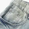 Jeans para Hombre de Estilo Japonés Moderno Azul Claro Versión Coreana Simples Versátiles Retro Lavados Desgastados Juveniles Rectos Largos