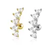 Novo Modelo Transfronteiriço: 1 Peça de Aço Inoxidável + Cobre Zircônia Incrustada Tarraxa de Osso da Orelha, Joia de Piercing Rosqueada de Lua e Flor de Ameixa, Em Estoque