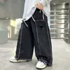 Roupa de Outono para Meninos 2026 Novo Estilo para Crianças Maiores, Jaqueta Jeans Gradiente de Caimento Solto para Meninos