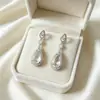 Ziyu Estilo Coreano Moda Nuevo Colgante Gota de Agua 925 Pendientes de Circonita Joyería de Novia Joyería Larga con Borla de Gota de Agua