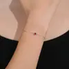 Bajo el Árbol Banyan Plata de Ley S925 Pulsera Vintage Transfronteriza de Granada Roja con un Solo Diamante para Mujer, Simple y Lujosa, Joyería Chapada en Oro de 18K