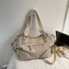 Bolsa tote de grande capacidade com design minimalista retrô de nicho, nova coleção outono 2026, estilo biker para o dia a dia, de ombro e crossbody
