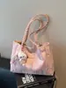 Bolsa Tote Grande Capacidade para Mulheres, Novo Estilo Verão 2026, Listras Color-Blocking, Versátil, Toque de Luxo, Bolsa de Ombro Tendência