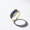 Anillo de Cobre con Circonita de Nuevo Estilo Europeo y Americano Transfronterizo de Lujo Ligero, Anillo Abierto de Espiga de Trigo en Forma de Cruz de Moda para Mujer