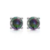Pendientes de Plata de Ley S925 Chapada con Imitación de Moissanita de 1 Quilate, Pendientes de Diamante de Color de Cuatro Garras, Pendientes de Lujo Accesible