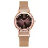Relógio Feminino Popular com Padrão Romano Processado e Personalizado, Cravejado de Diamantes, Relógio Feminino, Ímã, Relógio Feminino de Quartzo, Relógio com Pulseira Milanesa