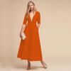 Nova Coleção Outono 2026 Europeia e Americana de Roupas Femininas para Comércio Exterior, Vestido Formal, Vestido Longo de Manga Média para Amazon, Vestido Sexy com Decote V