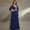 Vestido de Banquete de Nuevo Estilo Transfronterizo al por Mayor Tallas Grandes con Artesanía Pesada, Vestido de Lentejuelas con Escote en V Profundo para Mujer
