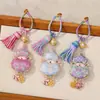 Pingente de Fivela de Argola com Borla de Cabaça de Brocado Song Estilo Chinês, Chaveiro Dourado com Areia Conserva Cor, Acessório Charme para Bolsa