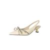 Tacones Altos con Moño de Remache Jumi Estilo Coreano Tacón Stiletto Socialité Puntiagudo Piel de Oveja Patentada Falda Trasera Aire Documental Zapatos