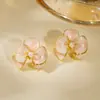 Elegantes Pendientes de Flor de Metal 3D de Alta Gama para Mujer Modernos de Alta Gama con Atmósfera Pendientes de Botón Diseño de Nicho Joyería para Orejas de Lujo Ligero
