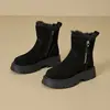 Botas de nieve de felpa estilo noreste, piel suave para mujer, nueva colección de invierno 2026, engrosadas con acolchado extra, forradas de felpa, con plataforma para aumentar altura y cálidas botas Martin