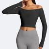 Camiseta Esportiva Nova de Manga Longa Transfronteiriça da Amazonia Uma Ombro Roupa Fitness Corrida Pilates Roupa de Yoga Sexy