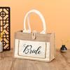 Bolso de Mano Retro de Yute Personalizado con Botón Retro Estéreo, Bolsa de Compras de Yute Publicitaria con Logo Personalizado
