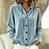 Jaqueta Cardigan de Veludo com Capuz e Botões Longa Casual Moda Lisa Nova Cruzamento Europeia e Americana Outono/Inverno 2026 para Mulheres