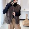 Chaleco de Lana de Cordero para Mujer, Otoño e Invierno Estilo Nuevo Simple y Cálido, Prenda Exterior Versátil, Chaleco de Cremallera de Una Pieza