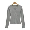 8672-25 Novo Inverno Gola Redonda Manga Longa Fleece Quente Básico Camiseta Estilo Europeu e Americano Puro Desejo