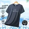 Comercio Exterior Verano Tendencia Simple Versátil Seda de Hielo Manga Corta Talla Grande Malla Secado Rápido Transpirable Estampada Cuello Redondo Camiseta para Hombre 12