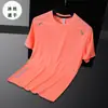 Camiseta Casual Masculina de Verão com Manga Curta de Seda Gelada Esportiva Secagem Rápida Gola Redonda Solta Respirável para Corrida Top para Treinamento Fitness