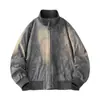 Chaqueta de aviador estilo europeo americano con tres pruebas, cuello alto, corte holgado, chaqueta de trabajo vintage Ma1 con cuello de punto para hombre, adecuada para primavera y otoño