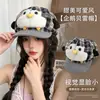 Boina de Dibujos Animados de Pingüino Linda y Dulce Estilo Japonés para Mujer, Sombrero Octogonal a Cuadros Versátil para Sombrear, Gorra de Pico para Primavera y Otoño