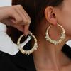 Pendientes de bambú redondos estilo hip-hop punk con diseño transfronterizo europeo y americano, con forma de cáñamo, corazón de melocotón y letra BABY para mujer.
