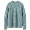 Suéter de cachemira de punto trenzado con cuello redondo, nuevo estilo otoño e invierno 2026, capa base gruesa para mujer, estilo suave, color liso, suéter cálido