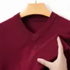 Malhas de Lã para Exportação Transfronteiriça Primavera e Outono para Homens, Malhas de Gola V, Malhas de Gola V para Meia-Idade, Malhas Camada Base Quente para Homens
