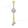 Anillos para Ombligo de Acero Inoxidable Europeos y Americanos para E-Commerce con Colgantes de Flor, Mariposa, Circonita y Gota de Agua, Joyería para Piercing de Ombligo
