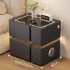 Mesita de noche Inteligente Simple Moderna Multifuncional con Carga Inalámbrica Altavoz Luz Lujo Dormitorio Uso en Casa Gabinete de Noche de Madera Maciza