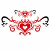 Pegatina de tatuaje temporal con forma de corazón de rosa roja y negra para cintura y abdomen, pegatina impermeable tipo tótem para mujer para la parte baja del abdomen, la cintura y las caderas