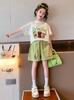 Traje de verano para niñas 2025 Nuevo Elegante Moderno para Niños Grandes Holgado Adelgazante para Niñas Casual Manga Corta Ropa para Niños