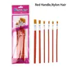 Mango Rojo Cerda de Nylon Cabeza Plana Pincel para Pintura al Óleo Infantil Acrílico Acuarela Arte Mango de Madera Pincel de Pintura Industrial Pincel de Abanico para Pintura al Óleo Venta al por Mayor