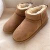 Botas de Neve Integradas de Pele de Ovelha da Moda para Outono e Inverno para Mulheres, Botas Curtas Mini Quentes e Antiderrapantes com Lã Espessa, Sapatos de Casal para Exterior