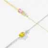 Pulsera de Plata de Ley S925 Elegante Diamante Amarillo Artificial Cuadrado Pequeño Circonita para Mujer Exquisita Accesible Lujo Elegante Moderna Joyería de Mano