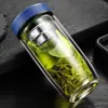 Taza de Vidrio de Borosilicato de Doble Capa con Separación de Té y Agua, Taza con Forma de Huevo para Hombres y Mujeres, Taza de Té para Negocios, Taza Térmica para Beber en el Coche