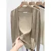 Cardigan de Tricô Relaxante Estilo Coreano Feminino Primavera e Verão Fino Casual Protetor Solar Blusa Cor Sólida Simples Jaqueta de Manga Longa