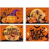 Jogos Americanos Impressos com Tema de Halloween, Decorações de Mesa com Atmosfera Assustadora, Jogos Americanos de Linho, Tapetes Isolantes para Louças Atacado