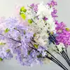 Flores de lila artificiales, flores de lila de tallo largo de un solo tallo y flores de lila moradas para trepar vallas, árboles florales decorativos, arreglos florales y exhibiciones de jardín