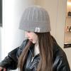 Chapéu de Pescador Outono e Inverno Estilo Japonês Pequeno Chapéu Balde da Moda Estilo Coreano Cabeça Grande Chapéu de Malha Quente Preto para Crianças